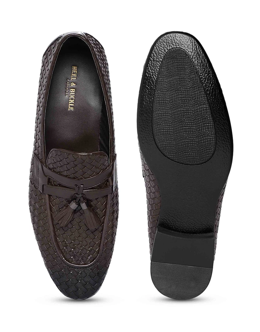 Heel & Buckle London Brown Woven Tassel Loafer 6 Heel & Buckle London Brown Woven Tassel Loafer