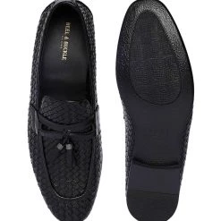 Heel & Buckle London Charcoal Woven Tassel Formal Loafer
