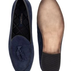 Heel & Buckle London MEN Sliced Navy Suede Formal Loafers