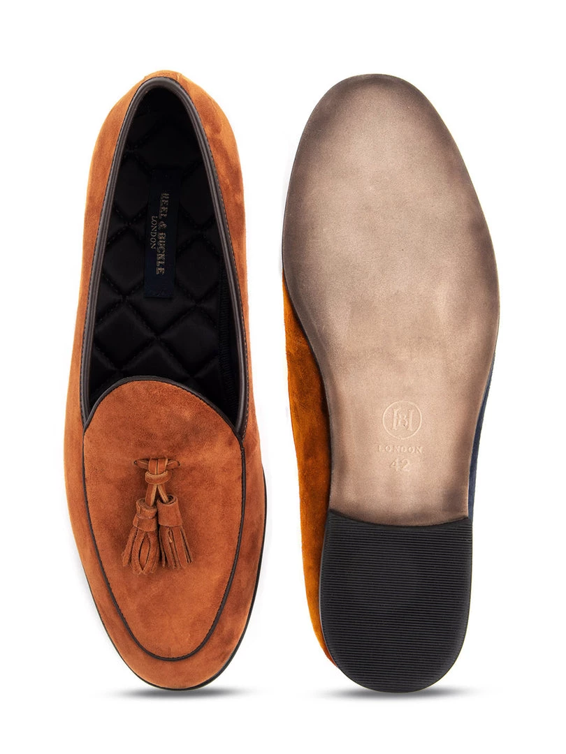 Heel & Buckle London Sliced Tan Suede Formal Loafers MEN 6 Heel & Buckle London Sliced Tan Suede Formal Loafers MEN