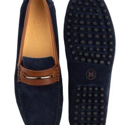 Heel & Buckle London Suede Navy Driving Shoes