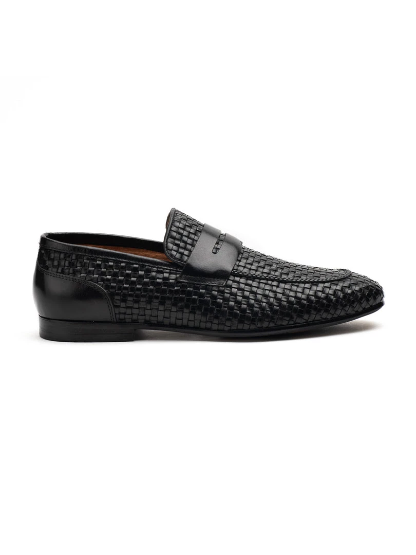 Heel & Buckle London Textured Black Penny Loafers 4 Heel & Buckle London Textured Black Penny Loafers