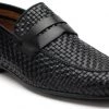 Heel & Buckle London Textured Black Penny Loafers