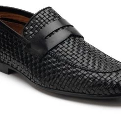 Heel & Buckle London Textured Black Penny Loafers 11 Heel & Buckle London Textured Black Penny Loafers