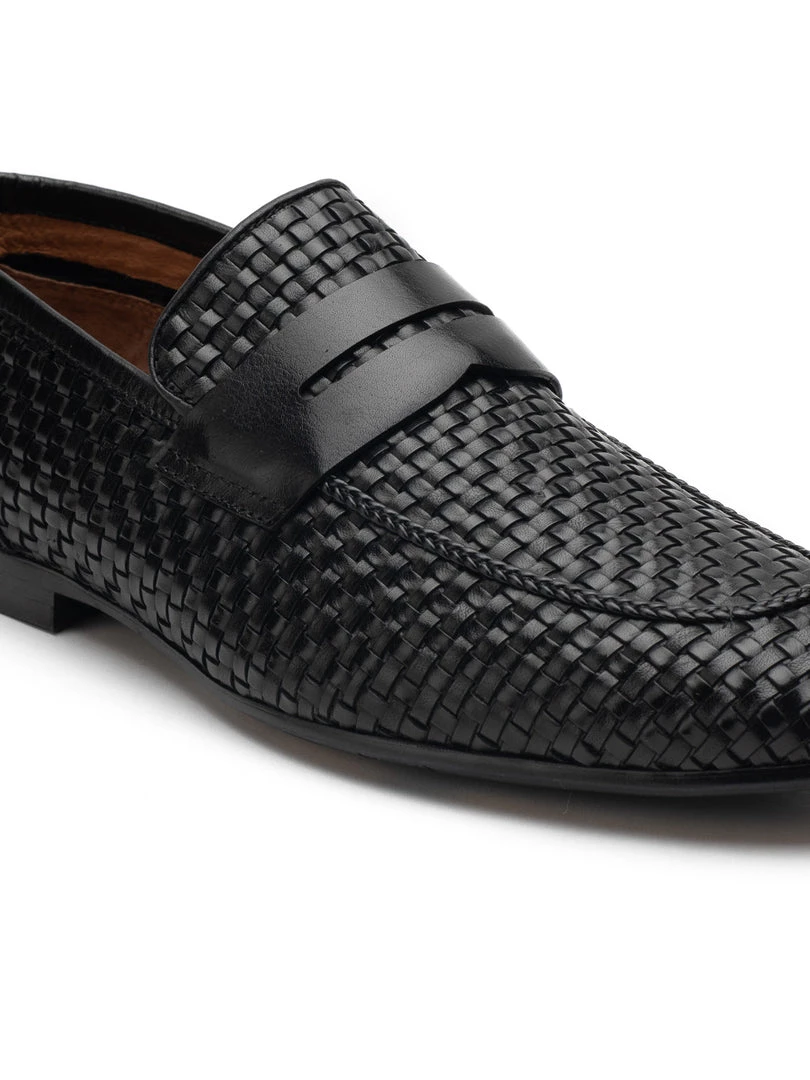 Heel & Buckle London Textured Black Penny Loafers 7 Heel & Buckle London Textured Black Penny Loafers