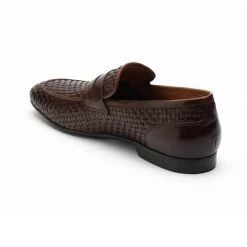 Heel & Buckle London Textured Dark Brown Penny Loafers