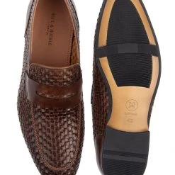 Heel & Buckle London Textured Dark Brown Penny Loafers
