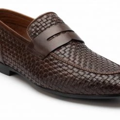 Heel & Buckle London Textured Dark Brown Penny Loafers
