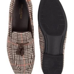 Heel & Buckle London MEN Checkered Brown Tassel Formal Loafer