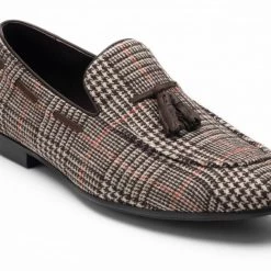Heel & Buckle London MEN Checkered Brown Tassel Formal Loafer