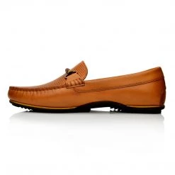 Language Men's Tan Premium Leather Driving Shoes