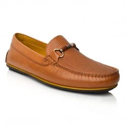 Language Men's Tan Premium Leather Driving Shoes
