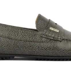 Language Men's Black Premium Leather Flat Driving Shoes