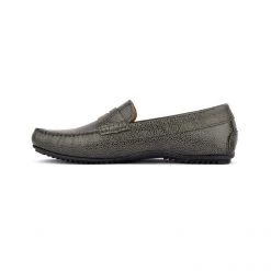 Language Men's Black Premium Leather Flat Driving Shoes