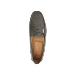 Language Men's Black Premium Leather Flat Driving Shoes