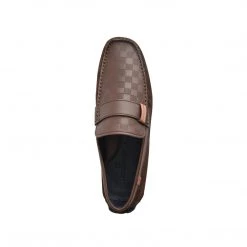 Language Men's Brown Premium Leather Driving Shoes