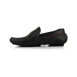 Language Men's Black Premium Flat Driving Shoes