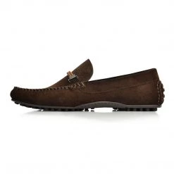 Language Men's Brown Premium Rubber Sole Driving Shoes