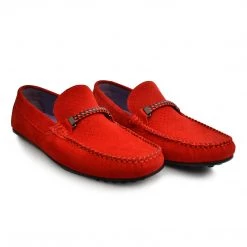 Language Men's Red Premium Casual Driving Shoes