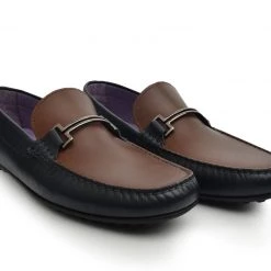 Language Men's Brown Premium Flat Driving Shoes