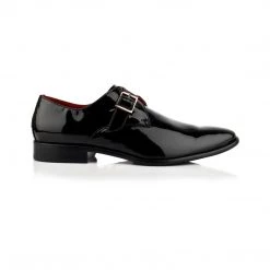Language Men's Black Premium Wedding Monk Shoes