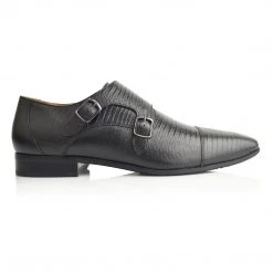 Language Men's Black Premium Party Monk Shoes