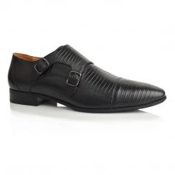 Language Men's Black Premium Party Monk Shoes