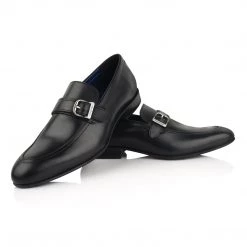 Language Men's Black Premium Party Monk Shoes