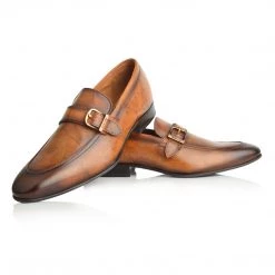 Language Men's Tan Premium Party Monk Shoes