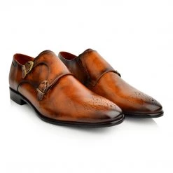 Language Men's Tan Premium Party Monk Shoes
