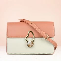 Inc.5 CASUAL FLAPPED CLUTCH - APRICOT/RED BAGS