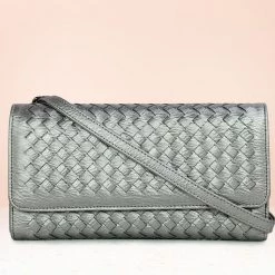 Inc.5 BAGS CASUAL FLAP CLUTCH-GUN METAL