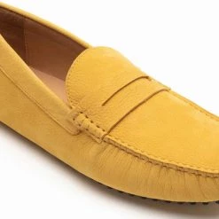 Heel & Buckle London Lemon Suede Driving Shoes With Saddle MEN