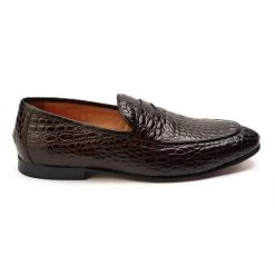MEN Heel & Buckle London Brown Croc Embossed Loafers