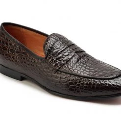 MEN Heel & Buckle London Brown Croc Embossed Loafers