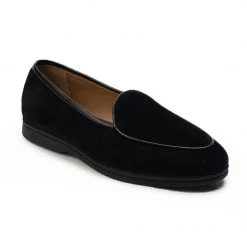 MEN Heel & Buckle London Black Suede Venetian Loafers